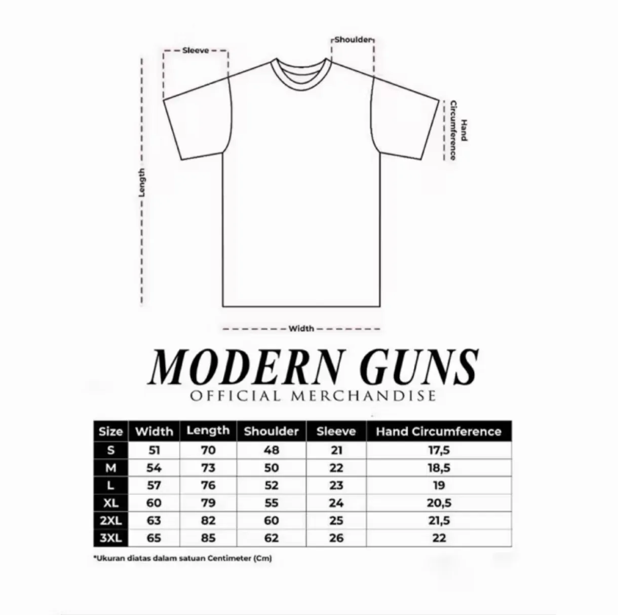 Size guide MODERN GUNS "THE PLACE WHERE I LEFT YOU"
